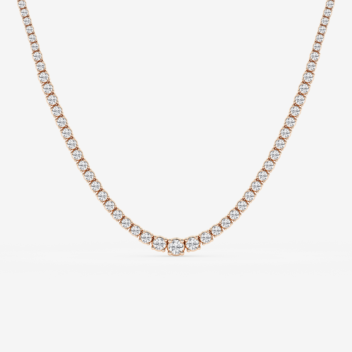 7 ctw Round Lab Grown Diamond Four Prong Graduated Tennis Necklace